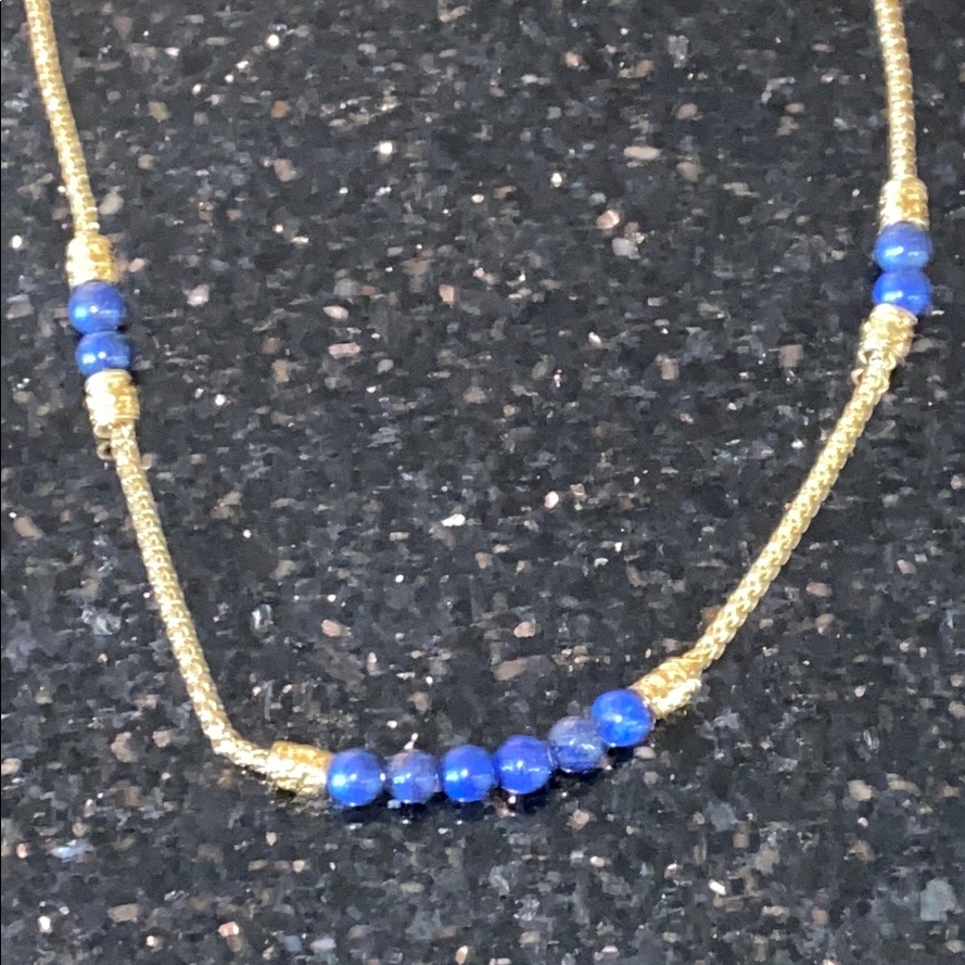 Camrose & Kross Jbk Blue Lapis Gold Bead Necklace